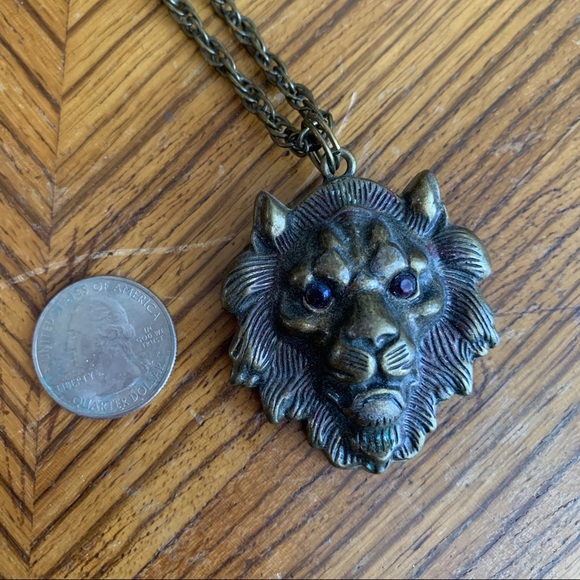 Vintage lion head necklace pendant pin Lannister - Picture 6 of 7